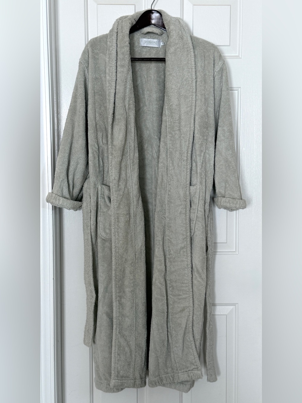 Restoration Hardware S/M Sage Green Cotton Terry Spa Bathrobe Belted